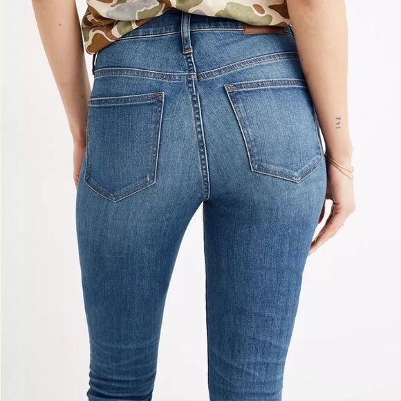 Madewell 9" High Rise Skinny Crop Jeans Delmar Wash Distressed Knee, Sz 24 NWOT - Picture 2 of 12